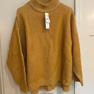 NWT Topshop Yellow Chunky Knit Turtleneck Sweater